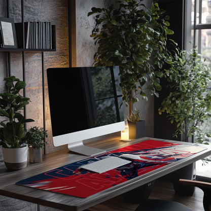 Captain America Shield XXXL Deskpad – 36x14 Inches Extra Large Mouse Pad with Non-Slip Rubber base, Stitched Edges, Waterproof Surface – Ideal for Gaming and Office Desk