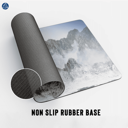 Traditional Japanese Brown Temple Art Mouse Pad - 23.6 x 11 Inches Desk Pad - Gaming and Workstation Mat for Snowy Landscape Enthusiasts - Non-Slip Rubber Base - Smooth Surface for Precise Control