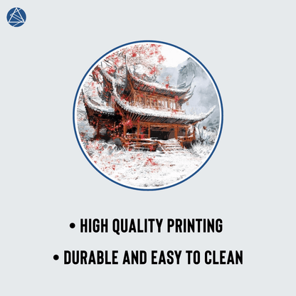 Traditional Japanese Brown Temple Art Mouse Pad - 23.6 x 11 Inches Desk Pad - Gaming and Workstation Mat for Snowy Landscape Enthusiasts - Non-Slip Rubber Base - Smooth Surface for Precise Control