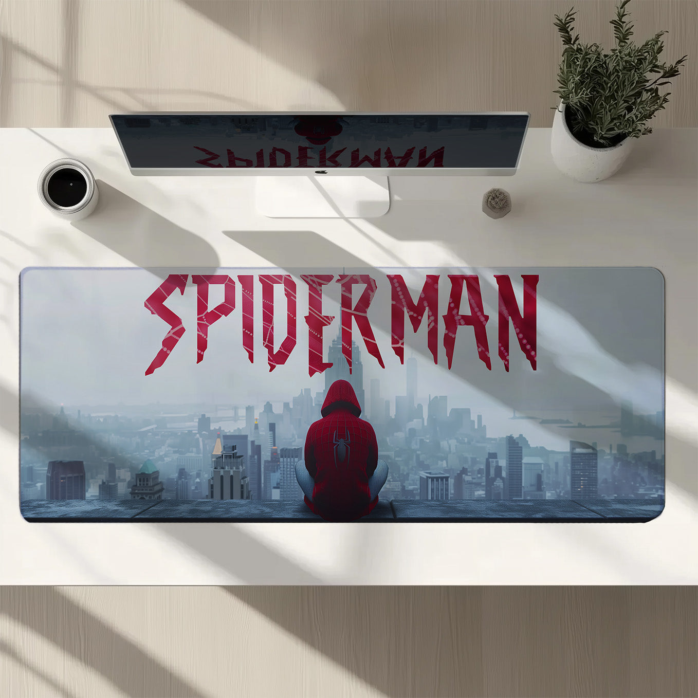 Spiderman XXXL Deskpad – 36x14 Inches Extra Large Mouse Pad with Non-Slip Rubber base, Stitched Edges, Waterproof Surface – Ideal for Gaming and Office Desk