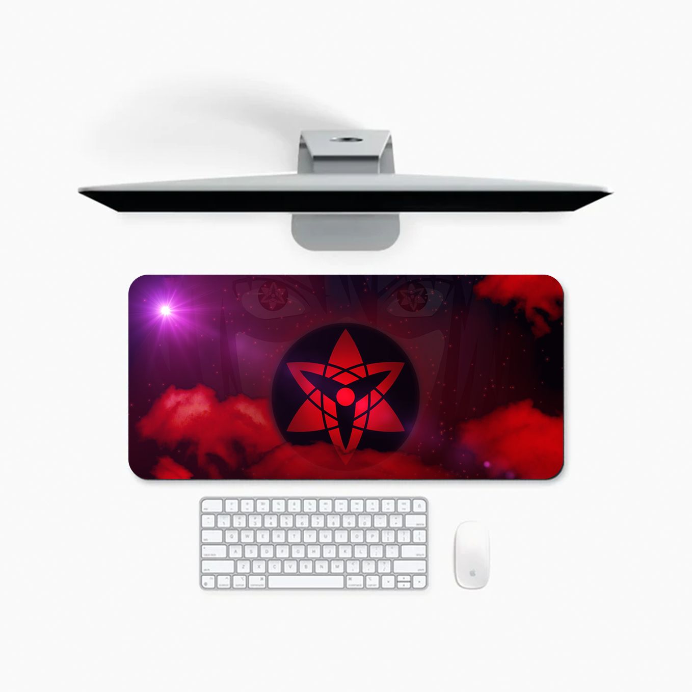 Naruto Sasuke Uchiha Mouse Pad - 23.6 x 11 Inches Desk Pad - Gaming and Workstation Mat for Eternal Sharingan Fans - Non-Slip Rubber Base - Smooth Surface for Precise Control