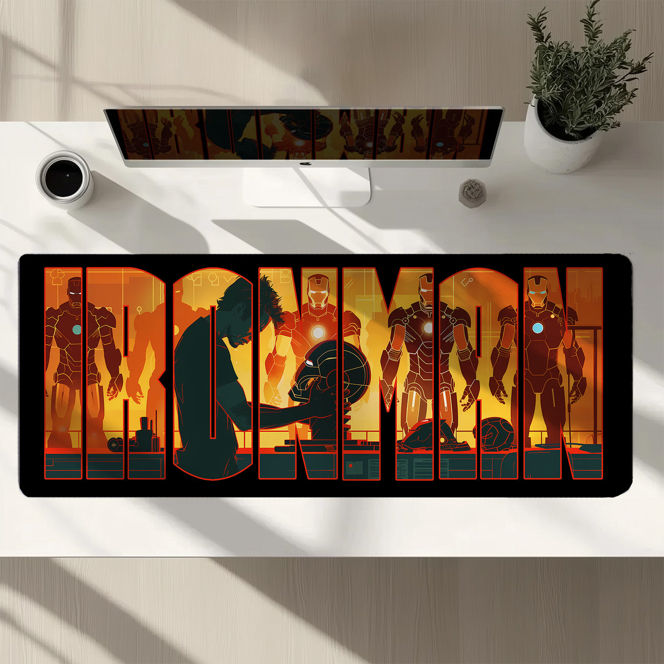IronMan XXXL Deskpad – 36x14 Inches Extra Large Mouse Pad with Non-Slip Rubber base, Stitched Edges, Waterproof Surface – Ideal for Gaming and Office Desk