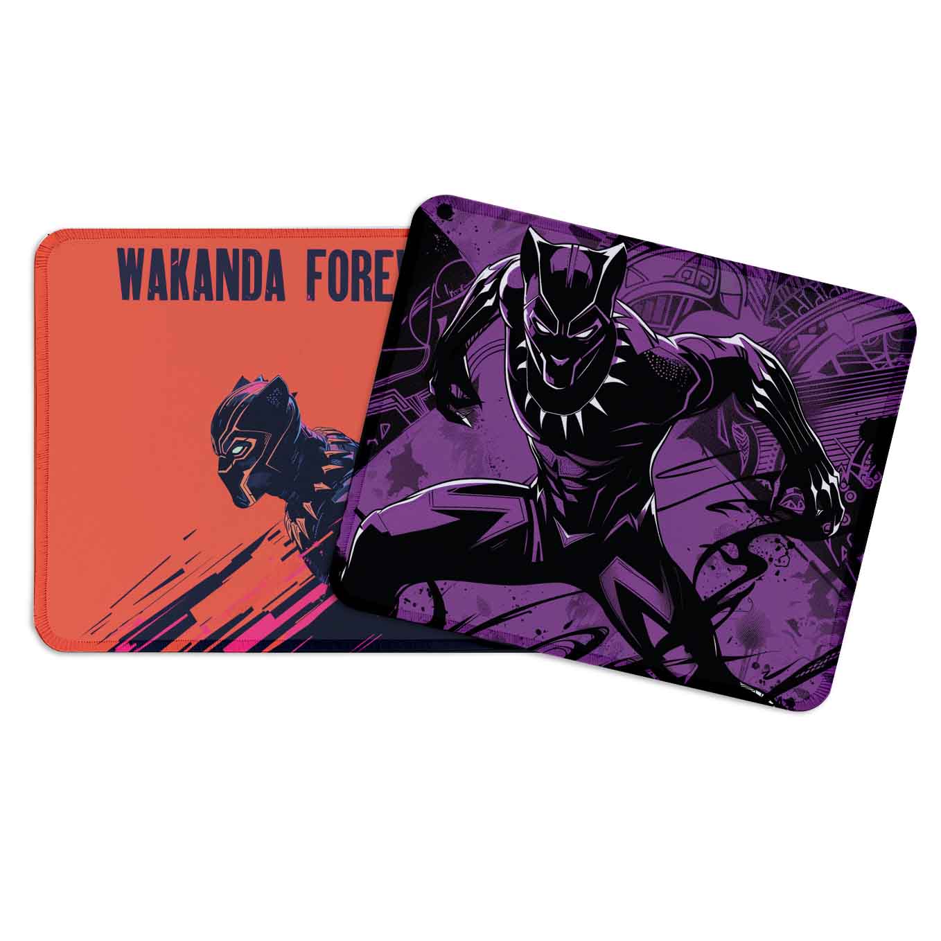 Black Panther Set of 2 Stitched Gaming Mouse Pads with Anti-Slip Rubber Base and Waterproof Surface