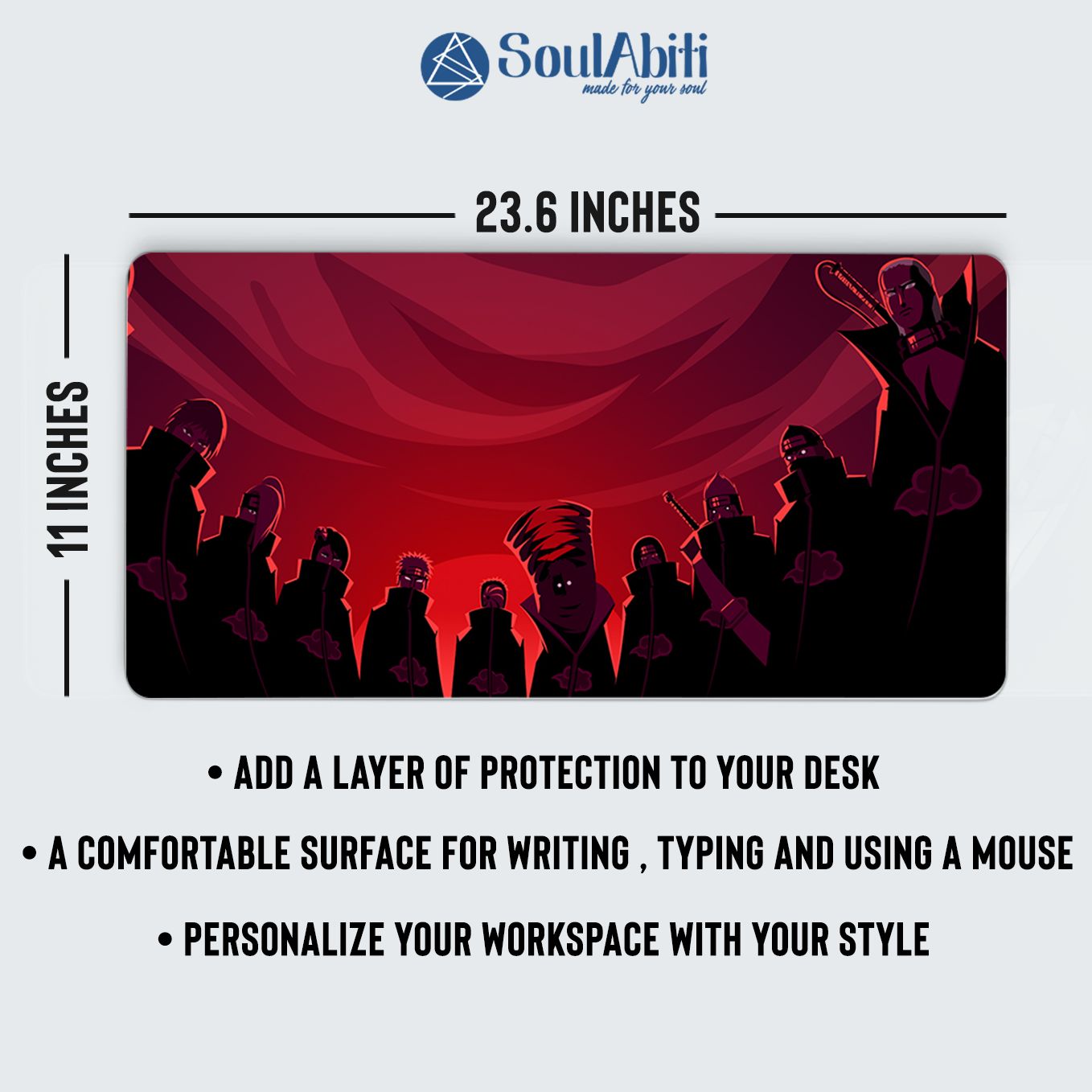 Naruto Akatsuki Members Mouse Pad - 23.6 x 11 inches Desk Pad - Gaming and Workstation Mat