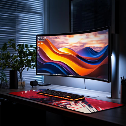 Captain America Shield XXXL Deskpad – 36x14 Inches Extra Large Mouse Pad with Non-Slip Rubber base, Stitched Edges, Waterproof Surface – Ideal for Gaming and Office Desk