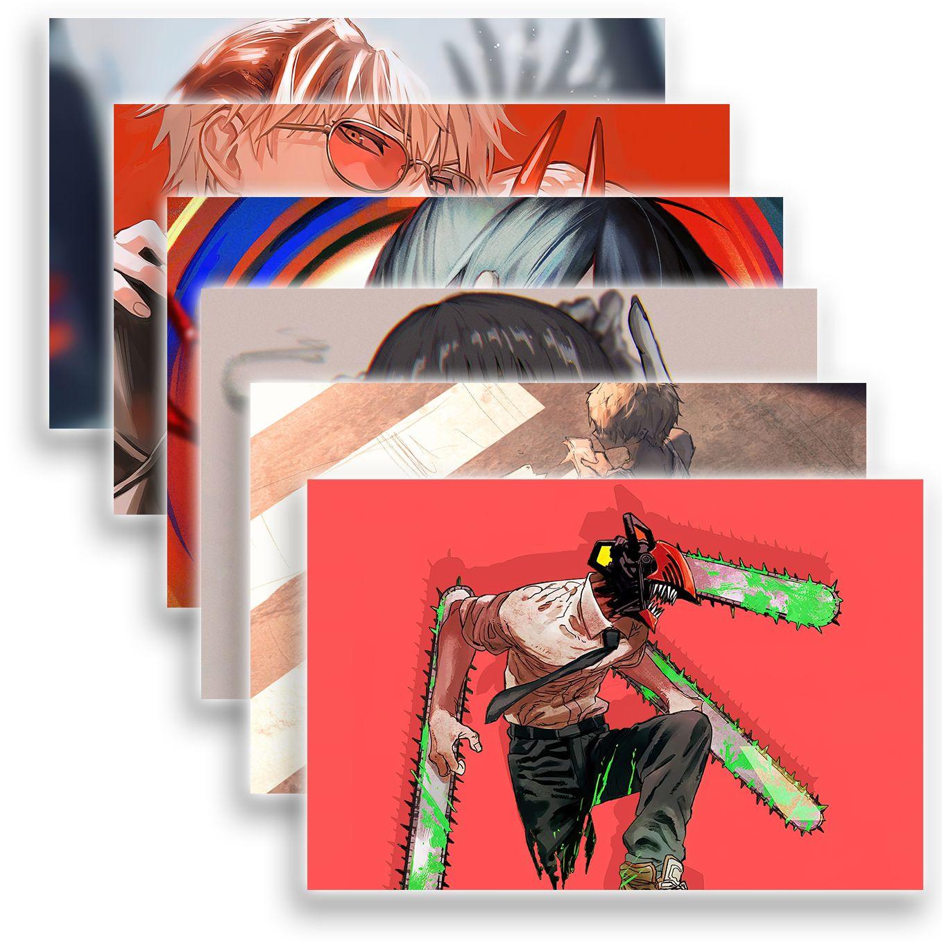 Chainsaw man main characters Set of 6 Anime posters 12x18 inches-Comes with double-sided tape - SoulAbiti