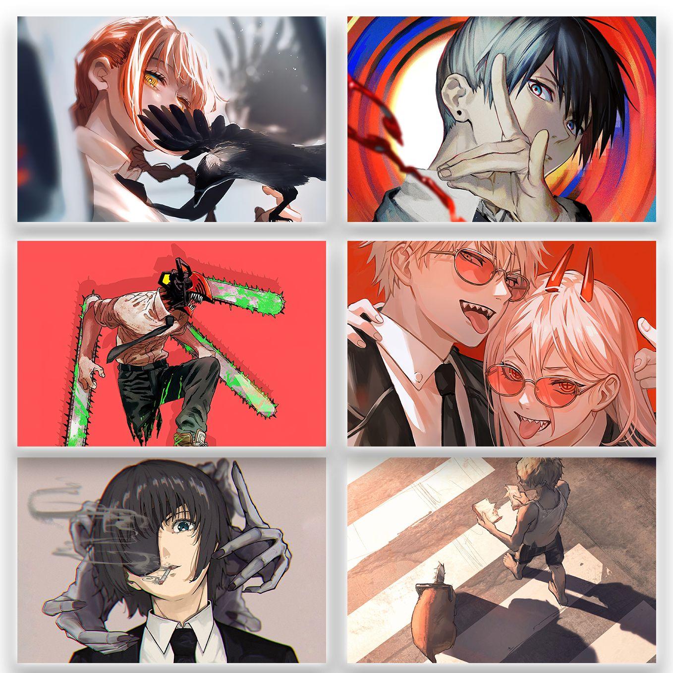 Chainsaw man main characters Set of 6 Anime posters 12x18 inches-Comes with double-sided tape - SoulAbiti