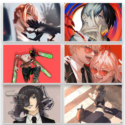 Chainsaw man main characters Set of 6 Anime posters 12x18 inches-Comes with double-sided tape - SoulAbiti