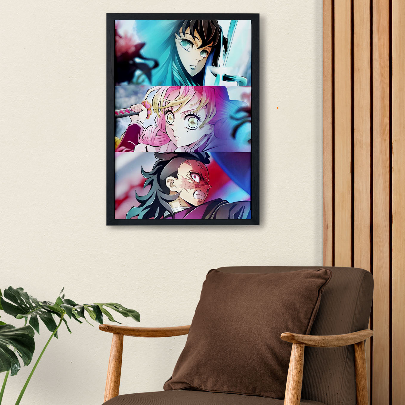 Demon Slayer Muichiro Tokito, Mitsuri Kanroji, Sanemi Shinazugawa Poster art framed 13x19-Inch - SoulAbiti