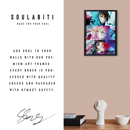 Demon Slayer Muichiro Tokito, Mitsuri Kanroji, Sanemi Shinazugawa Poster art framed 13x19-Inch - SoulAbiti