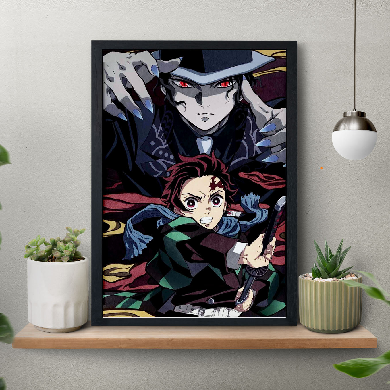 Demon Slayer Muzan Kibutsuji, Tanjiro Art Poster art framed 13x19-Inch - SoulAbiti