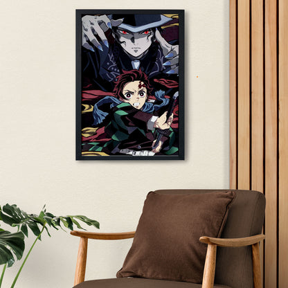 Demon Slayer Muzan Kibutsuji, Tanjiro Art Poster art framed 13x19-Inch - SoulAbiti