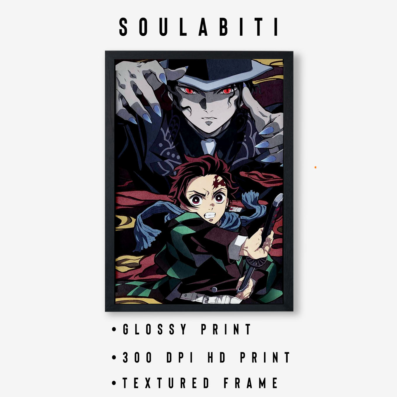 Demon Slayer Muzan Kibutsuji, Tanjiro Art Poster art framed 13x19-Inch - SoulAbiti