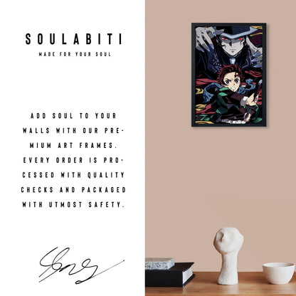 Demon Slayer Muzan Kibutsuji, Tanjiro Art Poster art framed 13x19-Inch - SoulAbiti