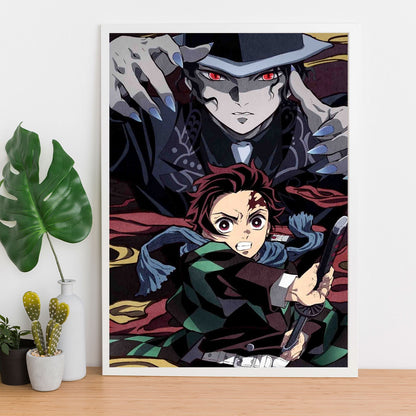 Demon Slayer Muzan Kibutsuji, Tanjiro Art Poster art framed 13x19-Inch - SoulAbiti