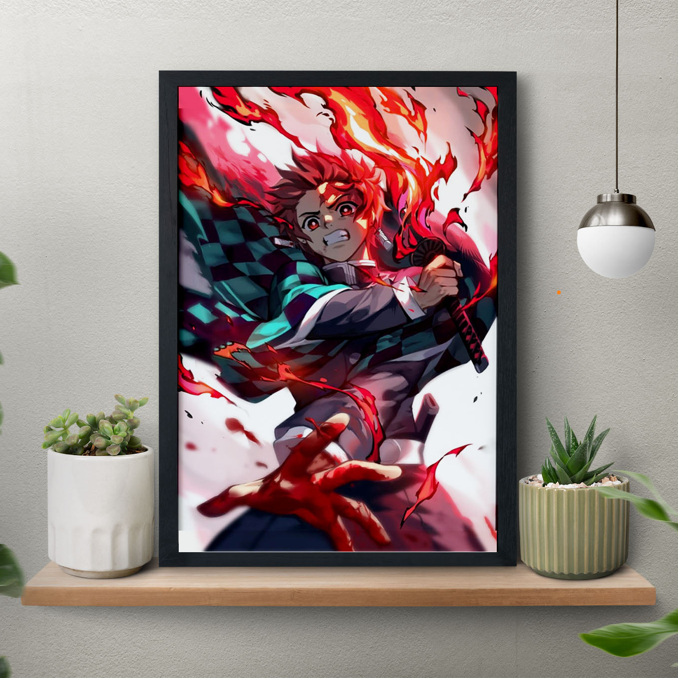 Demon Slayer Tanjiro Sun Breathing Poster art framed 13x19-Inch - SoulAbiti