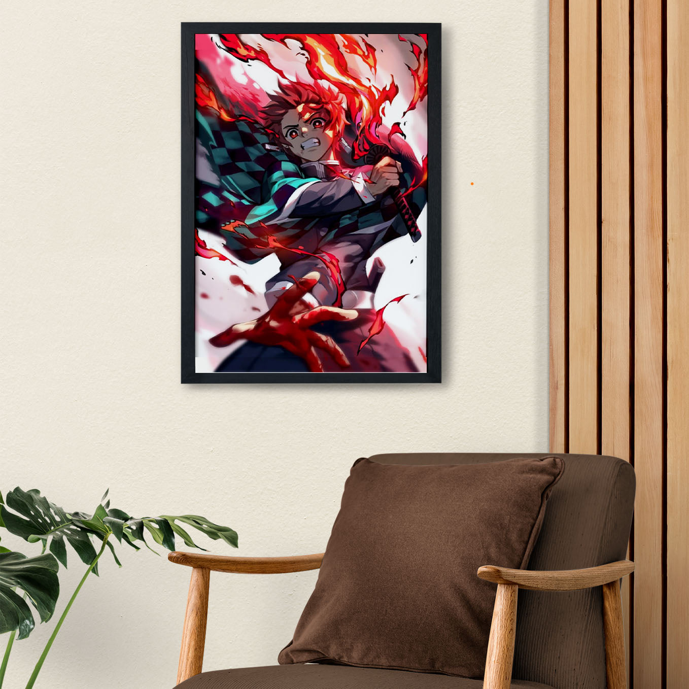 Demon Slayer Tanjiro Sun Breathing Poster art framed 13x19-Inch - SoulAbiti