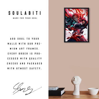 Demon Slayer Tanjiro Sun Breathing Poster art framed 13x19-Inch - SoulAbiti