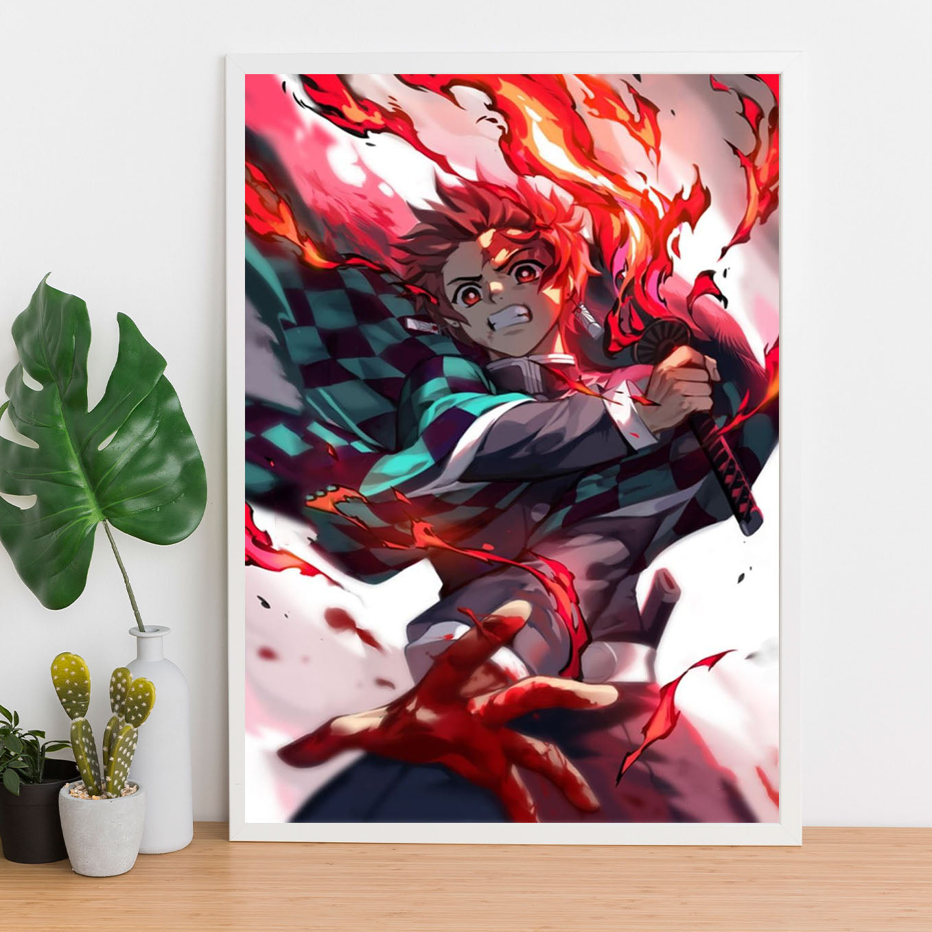 Demon Slayer Tanjiro Sun Breathing Poster art framed 13x19-Inch - SoulAbiti