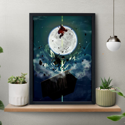 Demon Slayer Zenitsu vs Spider Fight Poster anime framed (13x19-Inch, Plexi-Glass, Textured Frame) - SoulAbiti