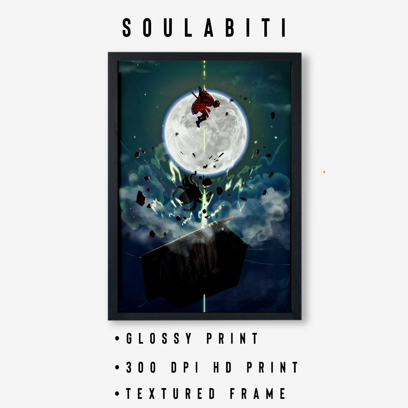 Demon Slayer Zenitsu vs Spider Fight Poster anime framed (13x19-Inch, Plexi-Glass, Textured Frame) - SoulAbiti