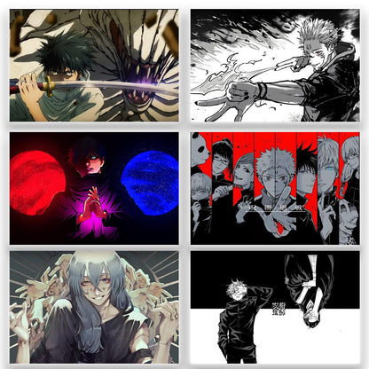 Jujutsu Kaisen Mix Characters Poster 6 Landscape Designs 12x18 Inches, 350 GSM - SoulAbiti