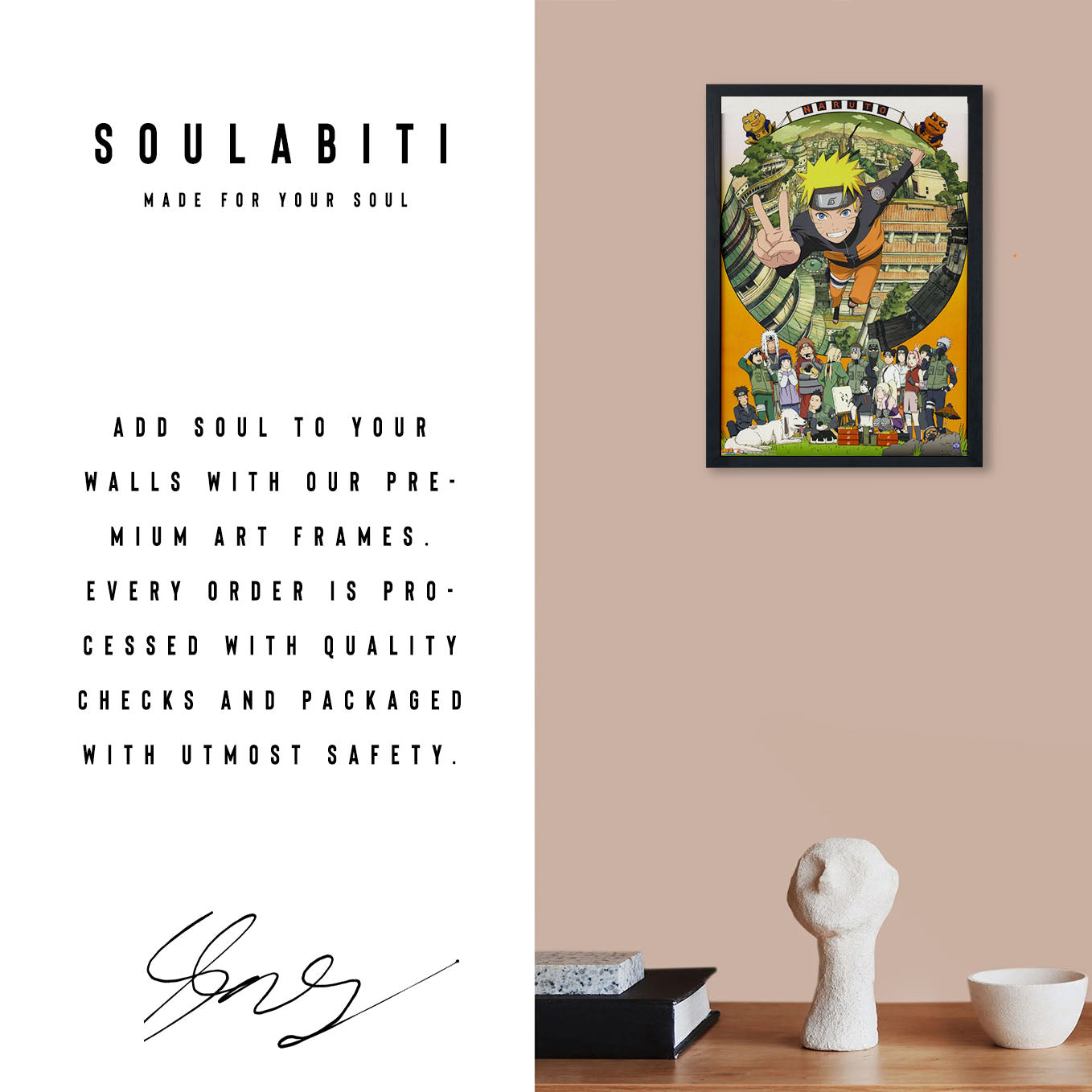 Naruto All Characters Poster art framed 13x19-Inch - SoulAbiti