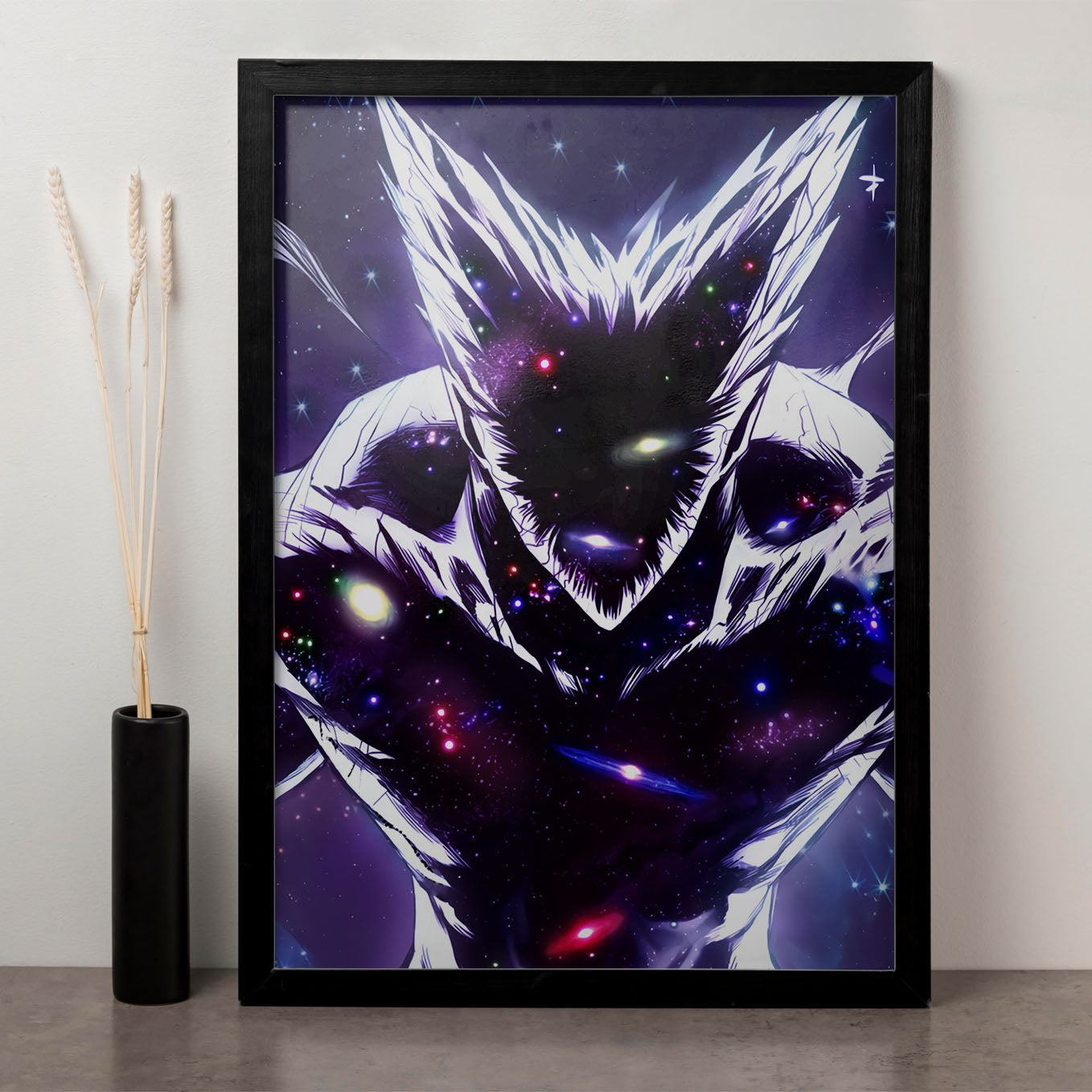 SoulAbiti One Punch Man Cosmic Garou Poster Art Framed (12x18-Inch, Plexi-Glass, Textured Frame) Framed Wall Décor, Ideal gift for anime fans - SoulAbiti