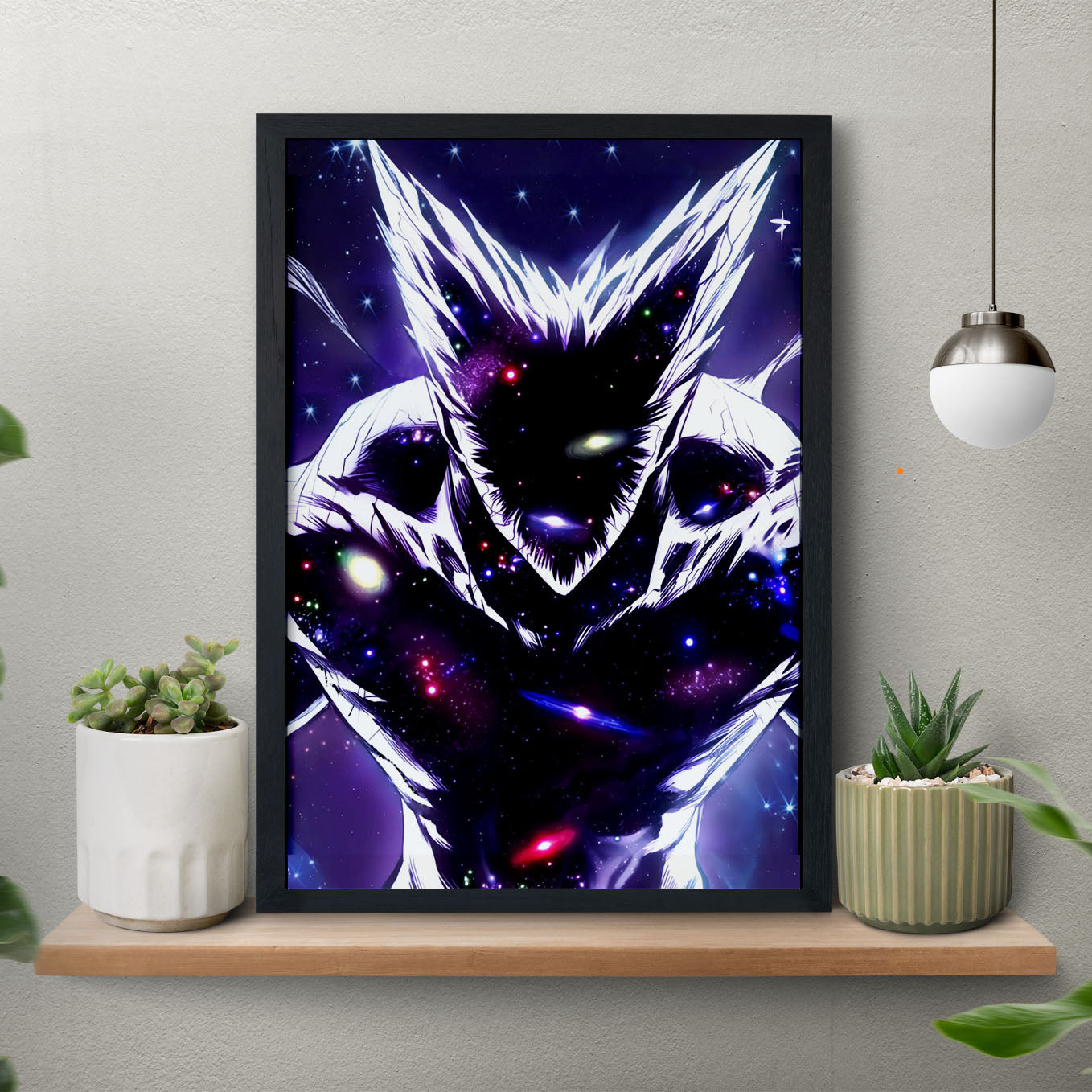 SoulAbiti One Punch Man Cosmic Garou Poster Art Framed (12x18-Inch, Plexi-Glass, Textured Frame) Framed Wall Décor, Ideal gift for anime fans - SoulAbiti