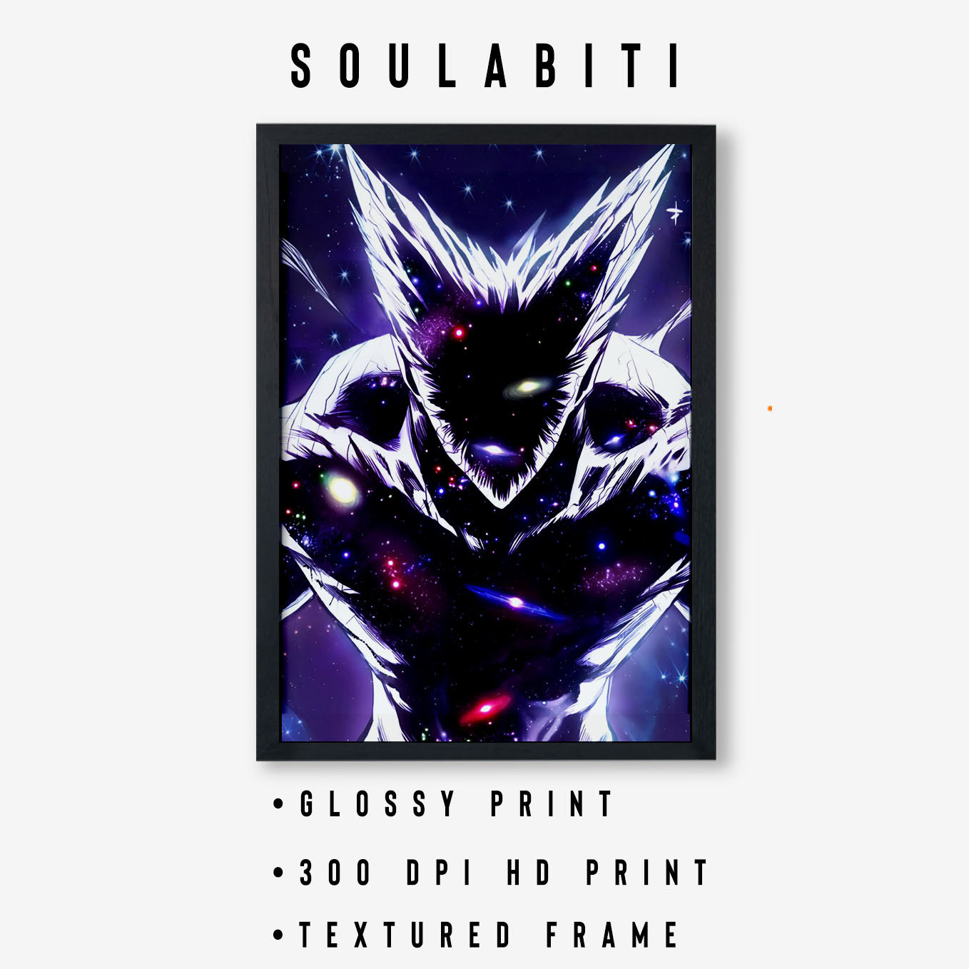 SoulAbiti One Punch Man Cosmic Garou Poster Art Framed (12x18-Inch, Plexi-Glass, Textured Frame) Framed Wall Décor, Ideal gift for anime fans - SoulAbiti
