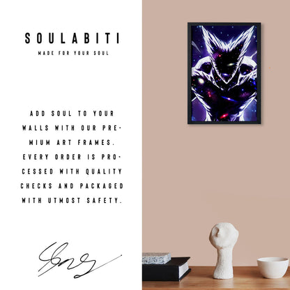 SoulAbiti One Punch Man Cosmic Garou Poster Art Framed (12x18-Inch, Plexi-Glass, Textured Frame) Framed Wall Décor, Ideal gift for anime fans - SoulAbiti