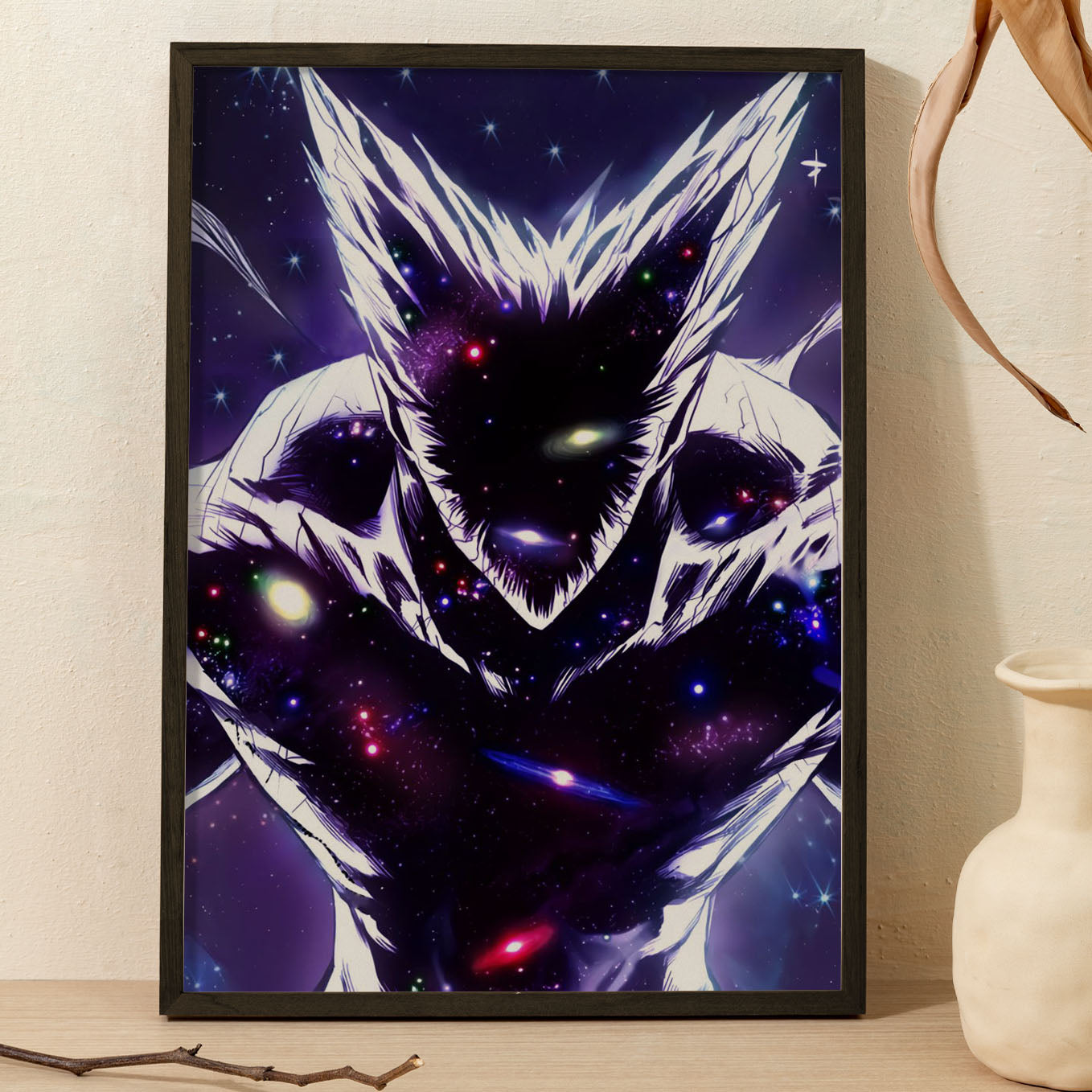SoulAbiti One Punch Man Cosmic Garou Poster Art Framed (12x18-Inch, Plexi-Glass, Textured Frame) Framed Wall Décor, Ideal gift for anime fans - SoulAbiti