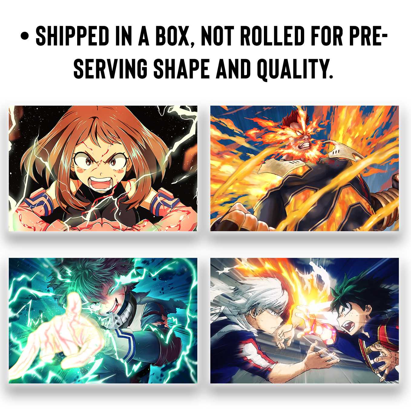 SoulAbiti My Hero Academia Set of 10 Anime posters Landscape (All Might, Deku, Bakugo, Uranaka, Todoroki, and more 12x18 inches) with double-sided tape Large Size Anime poster for wall Multicolor - SoulAbiti