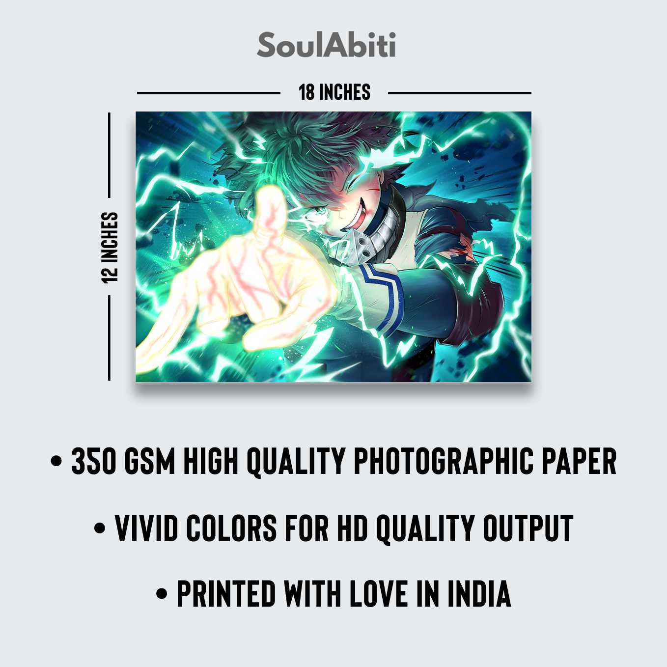 SoulAbiti My Hero Academia Set of 10 Anime posters Landscape (All Might, Deku, Bakugo, Uranaka, Todoroki, and more 12x18 inches) with double-sided tape Large Size Anime poster for wall Multicolor - SoulAbiti