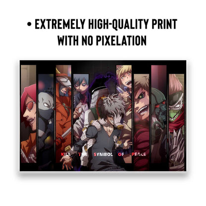 SoulAbiti My Hero Academia Set of 10 Anime posters Landscape (All Might, Deku, Bakugo, Uranaka, Todoroki, and more 12x18 inches) with double-sided tape Large Size Anime poster for wall Multicolor - SoulAbiti