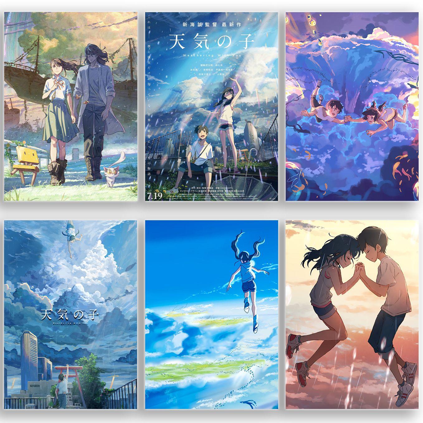SoulAbiti set of 20 Anime Posters (Your name, Suzume, Weathering with You) Kimi no Na wa, suzume no tojimari posters with Double sided tape A4 size Multicolor - SoulAbiti