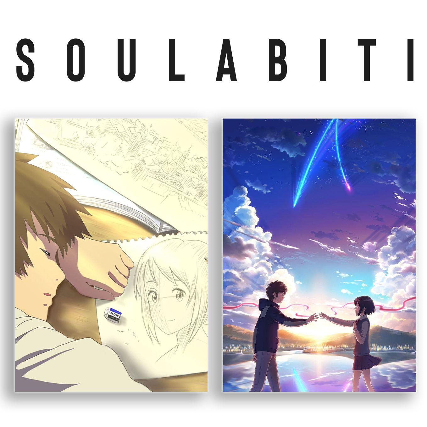SoulAbiti set of 20 Anime Posters (Your name, Suzume, Weathering with You) Kimi no Na wa, suzume no tojimari posters with Double sided tape A4 size Multicolor - SoulAbiti