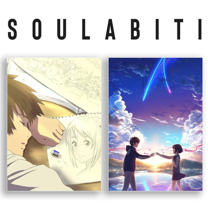 SoulAbiti set of 20 Anime Posters (Your name, Suzume, Weathering with You) Kimi no Na wa, suzume no tojimari posters with Double sided tape A4 size Multicolor - SoulAbiti