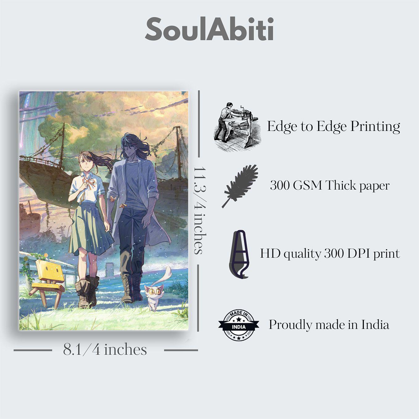 SoulAbiti set of 20 Anime Posters (Your name, Suzume, Weathering with You) Kimi no Na wa, suzume no tojimari posters with Double sided tape A4 size Multicolor - SoulAbiti