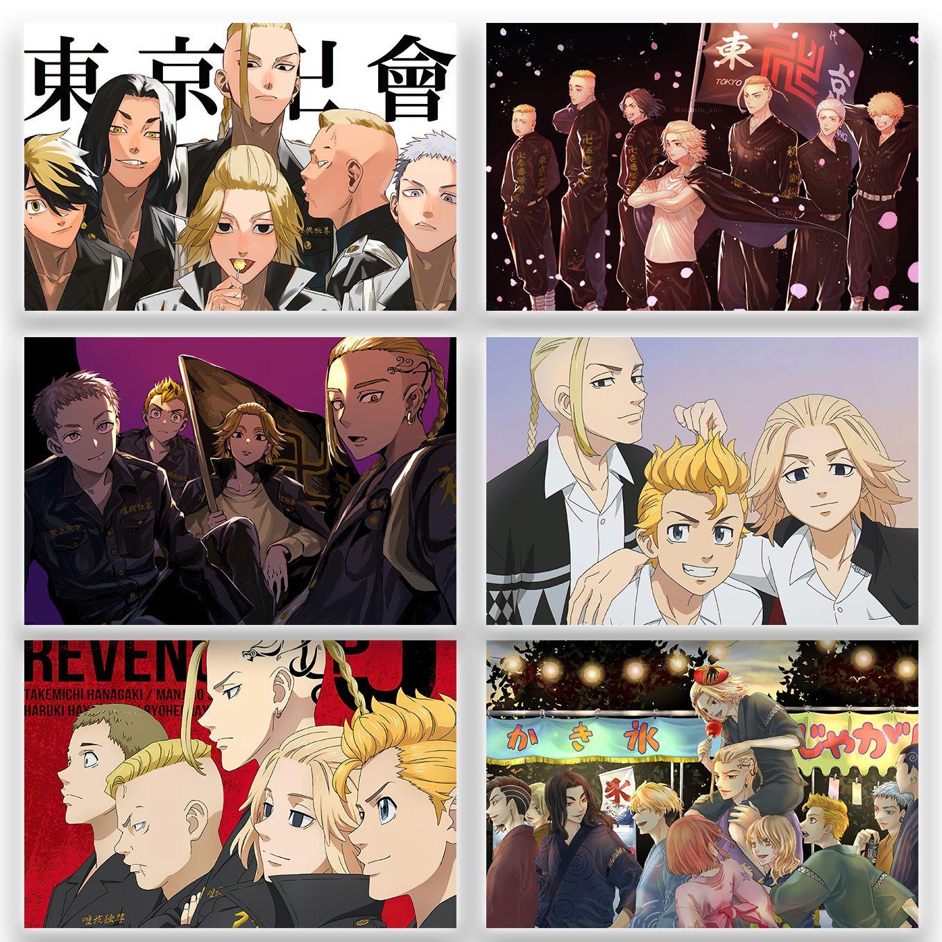 SoulAbiti Tokyo Revengers Manji Gang members Poster 6 Landscape Designs (Mikey, Draken, Takemichi, chifuyu, Kazutora 12x18 Inches, 350 GSM) comes with double sided tape, Ideal gift for Anime fans - SoulAbiti