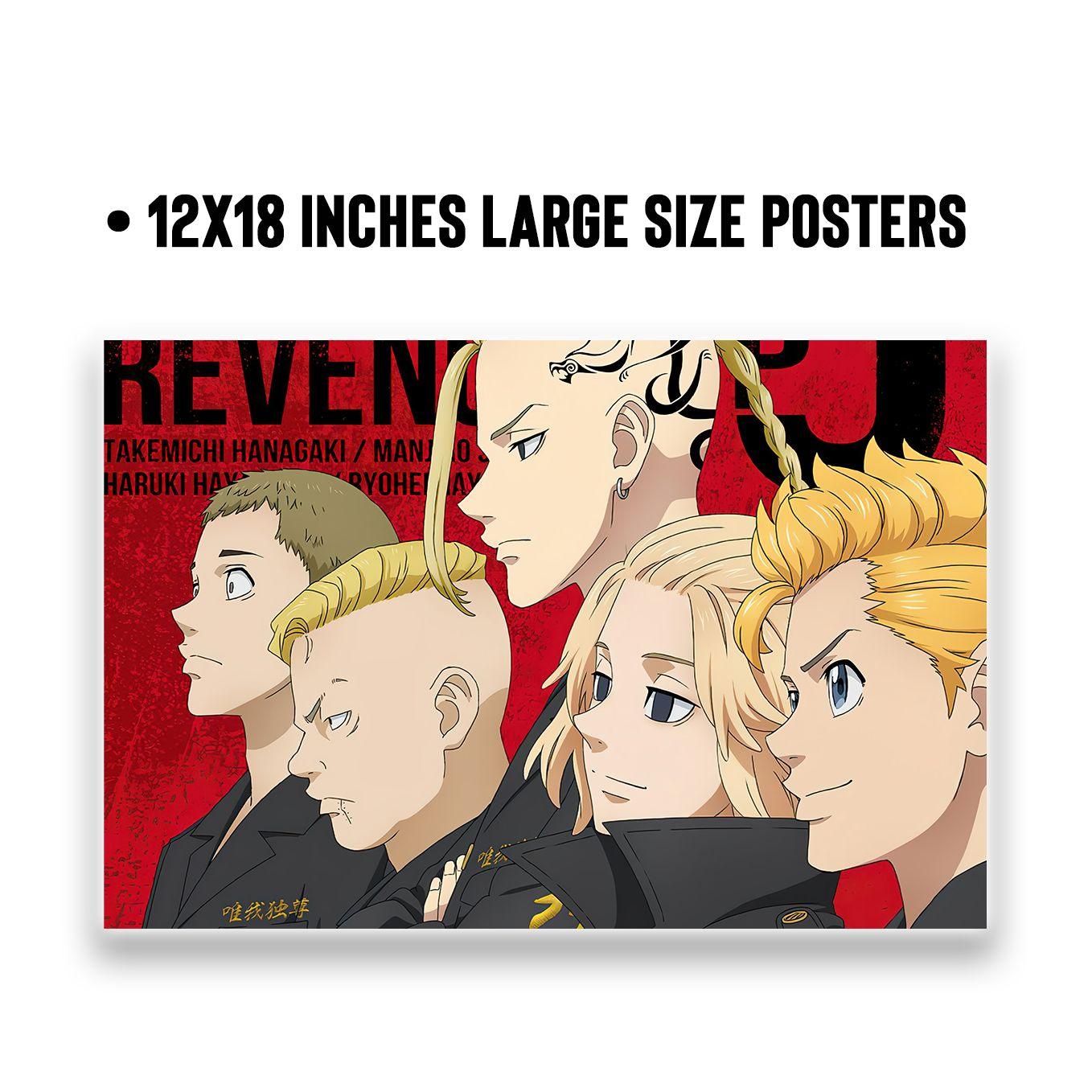 SoulAbiti Tokyo Revengers Manji Gang members Poster 6 Landscape Designs (Mikey, Draken, Takemichi, chifuyu, Kazutora 12x18 Inches, 350 GSM) comes with double sided tape, Ideal gift for Anime fans - SoulAbiti
